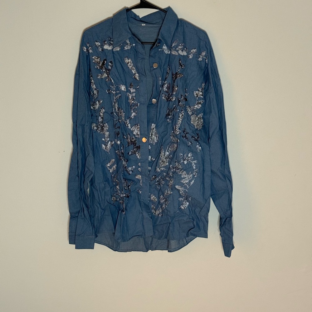 Men's Blue Embroidered Jacket